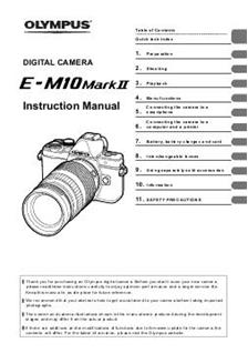 Olympus OM D E M10 MK II manual. Camera Instructions.